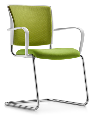 Dauphin shape elan slede stoel met gestoffeerde zitting en rugleuning