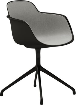 Sicla front sp – spiderframe stoel, kunststof kuip, binnenzijde volledig gestoffeerd – rvs / aluminium gepolijst (lu) – blauw grijs (bg) – flash no-shrink – fl200
