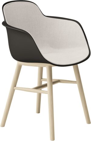Sicla wood – vierpootsstoel, houten frame, kunststof kuip, binnenzijde volledig gestoffeerd